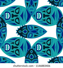 Tribal ethnic seamless pattern with masks.