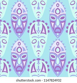 Tribal ethnic seamless pattern with masks.