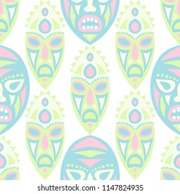 Tribal ethnic seamless pattern with masks.