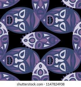Tribal ethnic seamless pattern with masks.