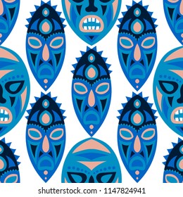 Tribal ethnic seamless pattern with masks.