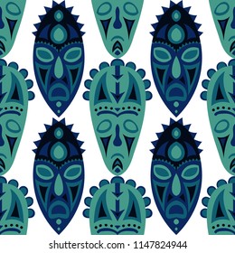Tribal ethnic seamless pattern with masks.