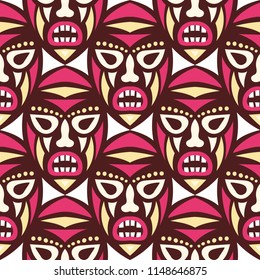 Tribal ethnic seamless pattern with masks.
