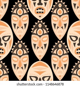 Tribal ethnic seamless pattern with masks.