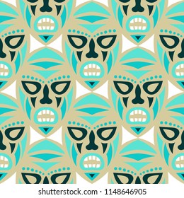 Tribal ethnic seamless pattern with masks.
