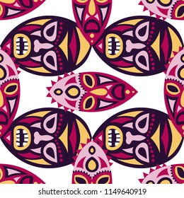 Tribal ethnic seamless pattern with masks.
