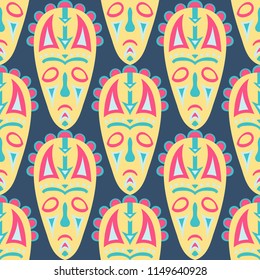 Tribal ethnic seamless pattern with masks.