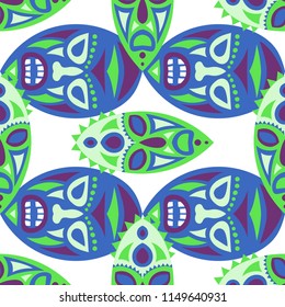 Tribal ethnic seamless pattern with masks.