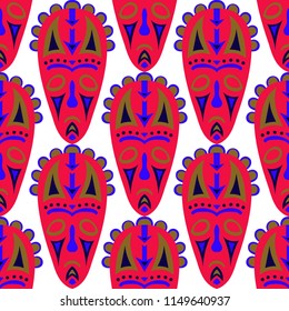 Tribal ethnic seamless pattern with masks.