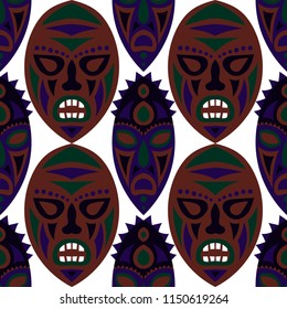 Tribal ethnic seamless pattern with masks.