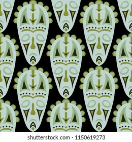 Tribal ethnic seamless pattern with masks.