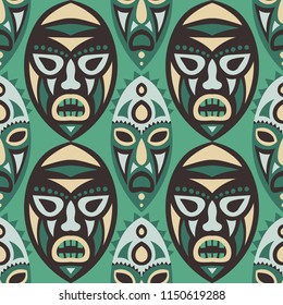 Tribal ethnic seamless pattern with masks.