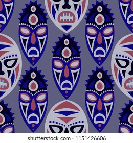 Tribal ethnic seamless pattern with masks.