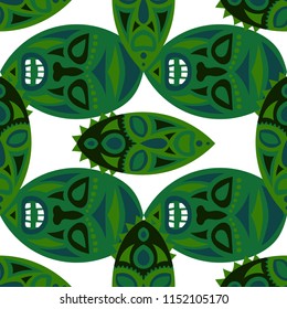 Tribal ethnic seamless pattern with masks.