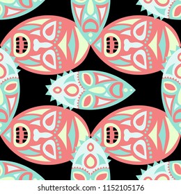 Tribal ethnic seamless pattern with masks.
