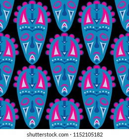 Tribal ethnic seamless pattern with masks.