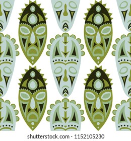 Tribal ethnic seamless pattern with masks.