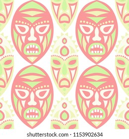 Tribal ethnic seamless pattern with masks.