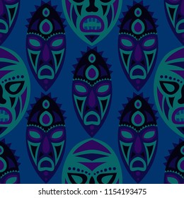 Tribal ethnic seamless pattern with masks.