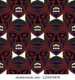Tribal ethnic seamless pattern with masks.