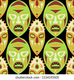 Tribal ethnic seamless pattern with masks.