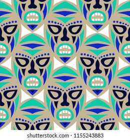 Tribal ethnic seamless pattern with masks.