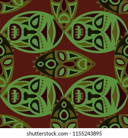 Tribal ethnic seamless pattern with masks.