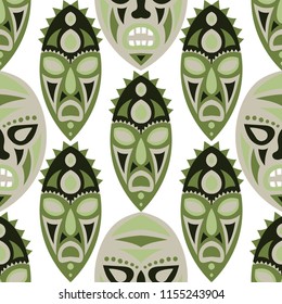 Tribal ethnic seamless pattern with masks.