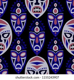 Tribal ethnic seamless pattern with masks.