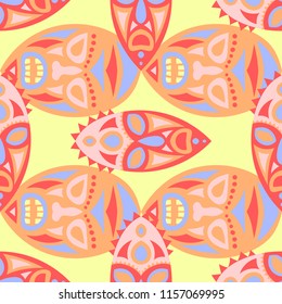 Tribal ethnic seamless pattern with masks.