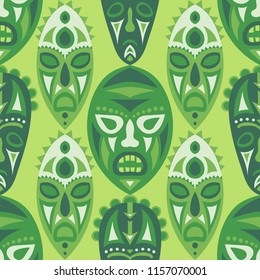 Tribal ethnic seamless pattern with masks.