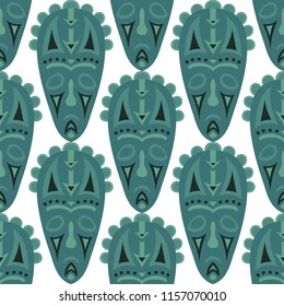 Tribal ethnic seamless pattern with masks.