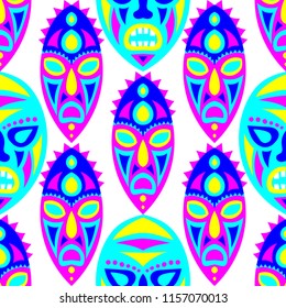 Tribal ethnic seamless pattern with masks.