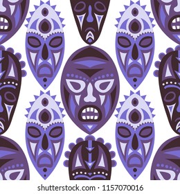 Tribal ethnic seamless pattern with masks.