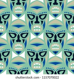 Tribal ethnic seamless pattern with masks.