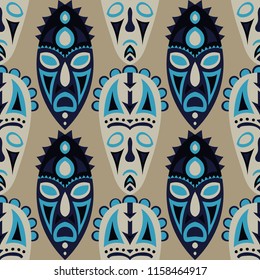 Tribal ethnic seamless pattern with masks.