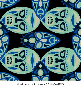 Tribal ethnic seamless pattern with masks.