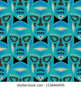 Tribal ethnic seamless pattern with masks.