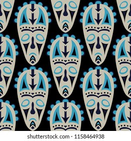 Tribal ethnic seamless pattern with masks.