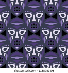 Tribal ethnic seamless pattern with masks.