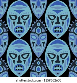 Tribal ethnic seamless pattern with masks.