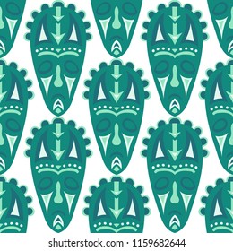 Tribal ethnic seamless pattern with masks.