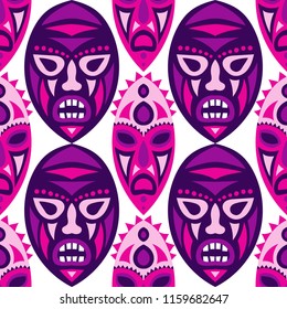 Tribal ethnic seamless pattern with masks.