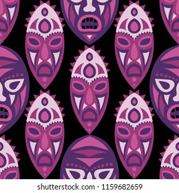 Tribal ethnic seamless pattern with masks.