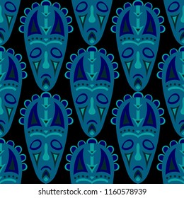 Tribal ethnic seamless pattern with masks.