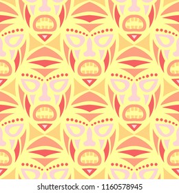 Tribal ethnic seamless pattern with masks.