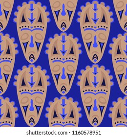Tribal ethnic seamless pattern with masks.