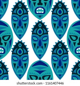 Tribal ethnic seamless pattern with masks.