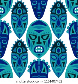 Tribal ethnic seamless pattern with masks.
