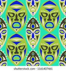 Tribal ethnic seamless pattern with masks.